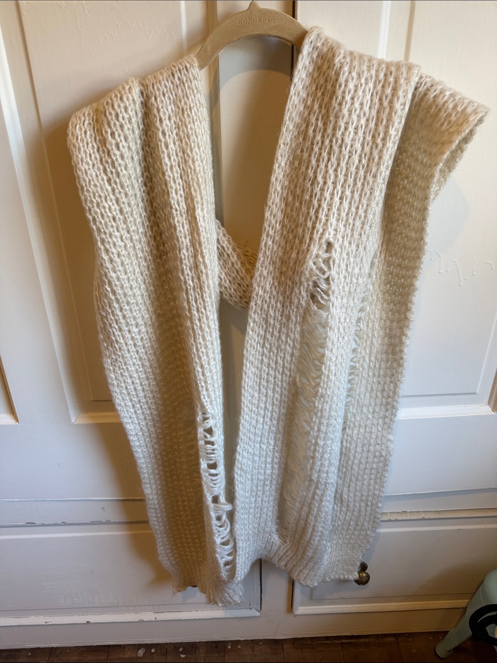 Super Soft Cream Open-Knit Scarf